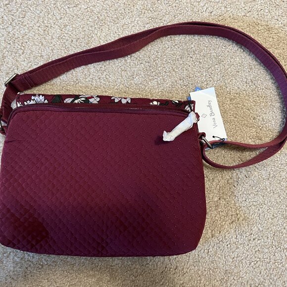 Vera Bradley Iconic Turnabout Crossbody, Bordeaux Blooms - Picture 4 of 9